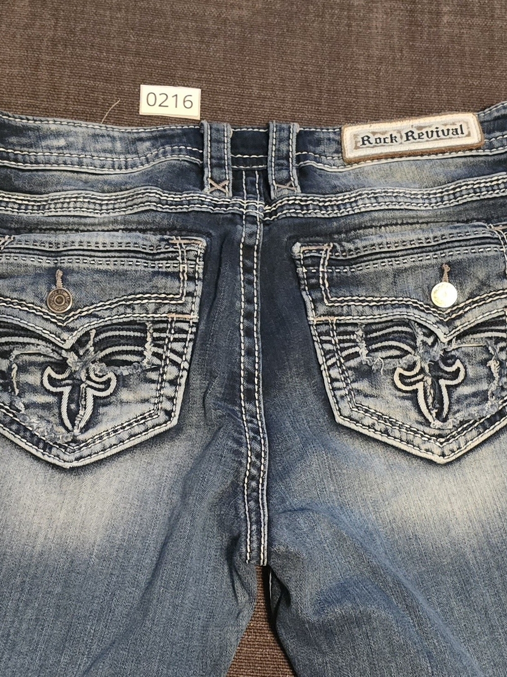 Rock Revival Easy Ankle Skinny Size 31 Distressed Dark Blue Jeans